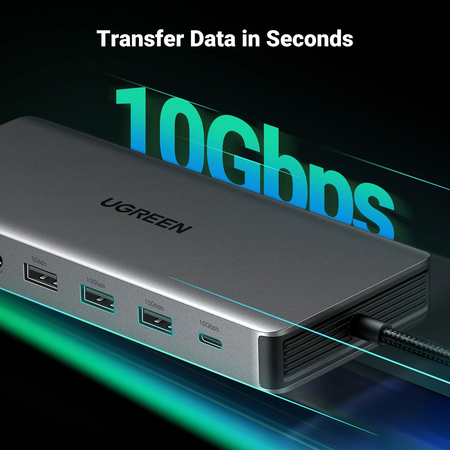 UGREEN 13-v-1 zvezdišče USB-C s trojnim zaslonom (DP 4K60Hz + dvojni HDMI 4K60Hz), USB-A/C 10Gbps