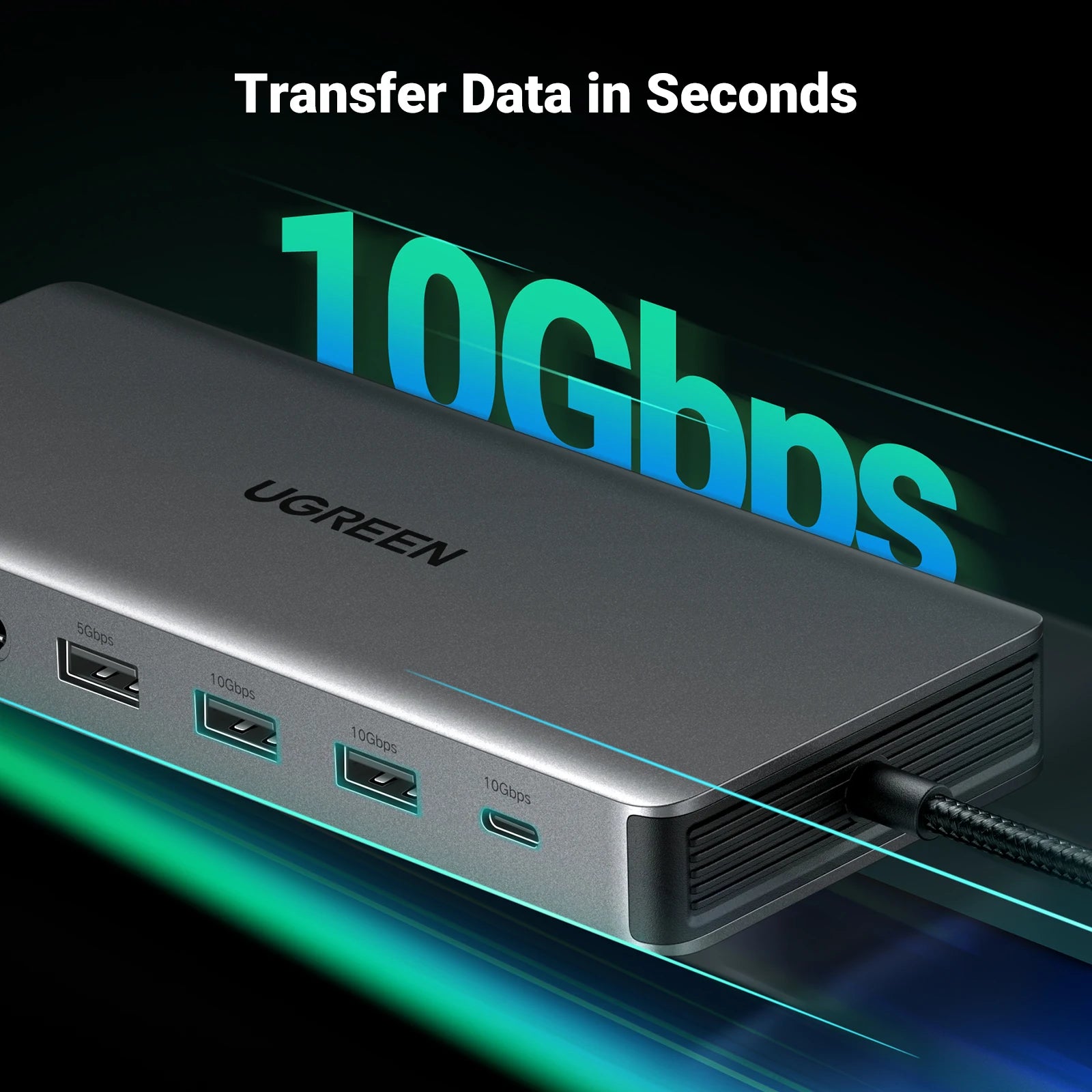 UGREEN 13-v-1 zvezdišče USB-C s trojnim zaslonom (DP 4K60Hz + dvojni HDMI 4K60Hz), USB-A/C 10Gbps