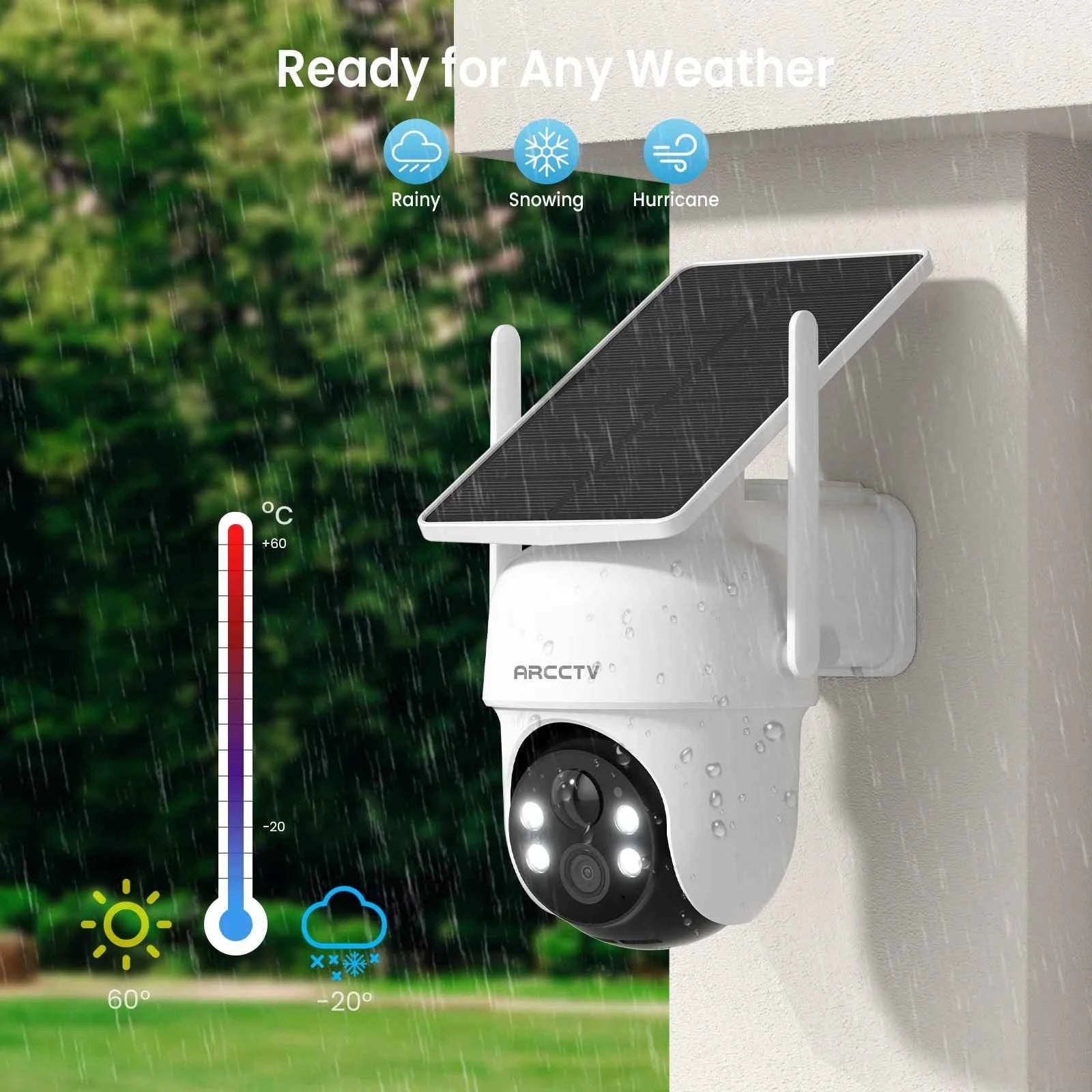 ARCCTV 4MP Wifi Solar Camera Kit Outdoor Wireless Security Surveillance Camera Set Siren Alarm Humanoid Detection Two Way Audio - Limetastore