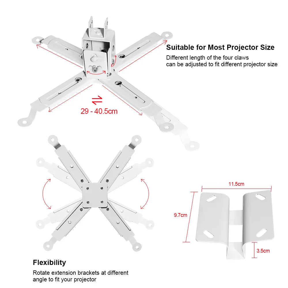 Universal Adjustable Projector Mount – 65cm / 100cm / 120cm Telescopic Ceiling & Wall Hanger for ThundeaL