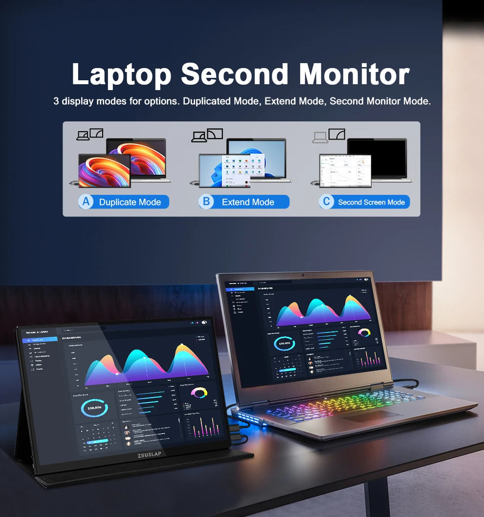 ZEUSLAP 16" 2.5K 144Hz Touch Portable Monitor | 2560×1600, 100% sRGB, 500 nits