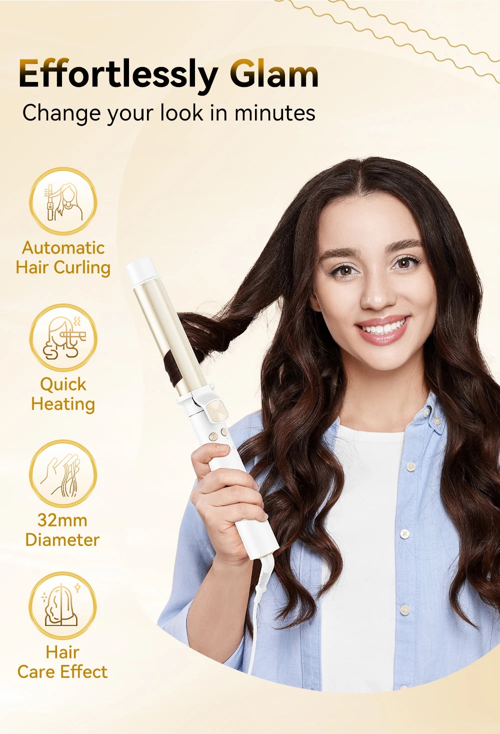 ANLAN Automatic Curling Iron | 30s Heat, Smart Temp, Ceramic Curls