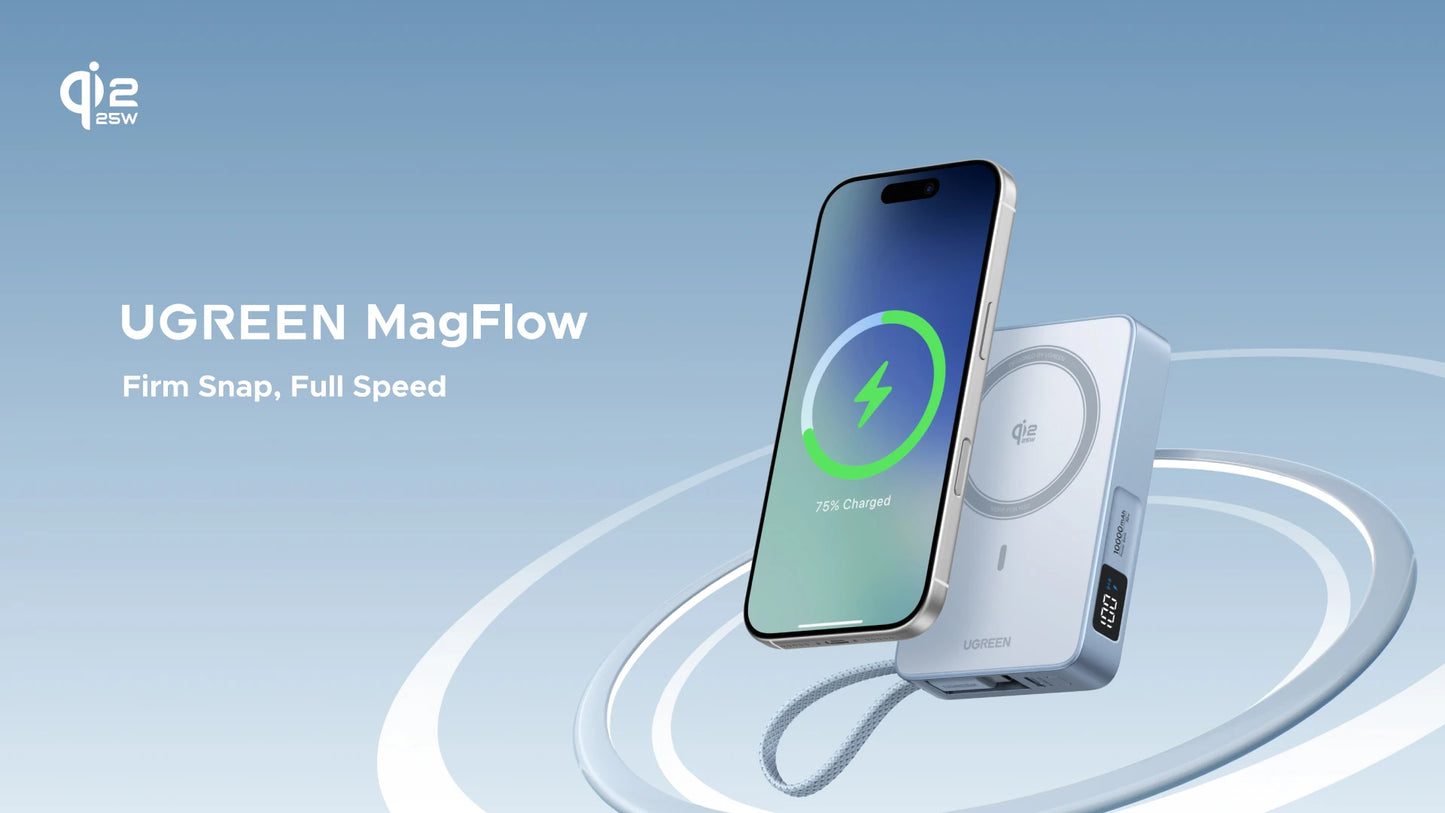 UGREEN PD20W magnetna prenosna baterija – 10000 mAh prenosna zunanja baterija za hitro brezžično polnjenje