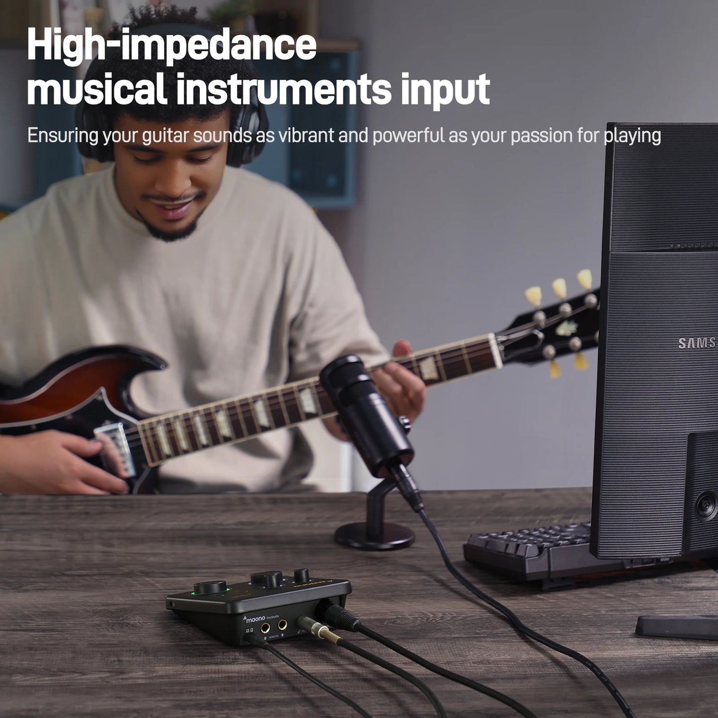 Maono PS22 Lite – USB avdio vmesnik 24-bit/192 kHz | XLR vhod, povratna zanka, podpora za ASIO, združljiv z DAW za glasbo, kitaro in snemanje