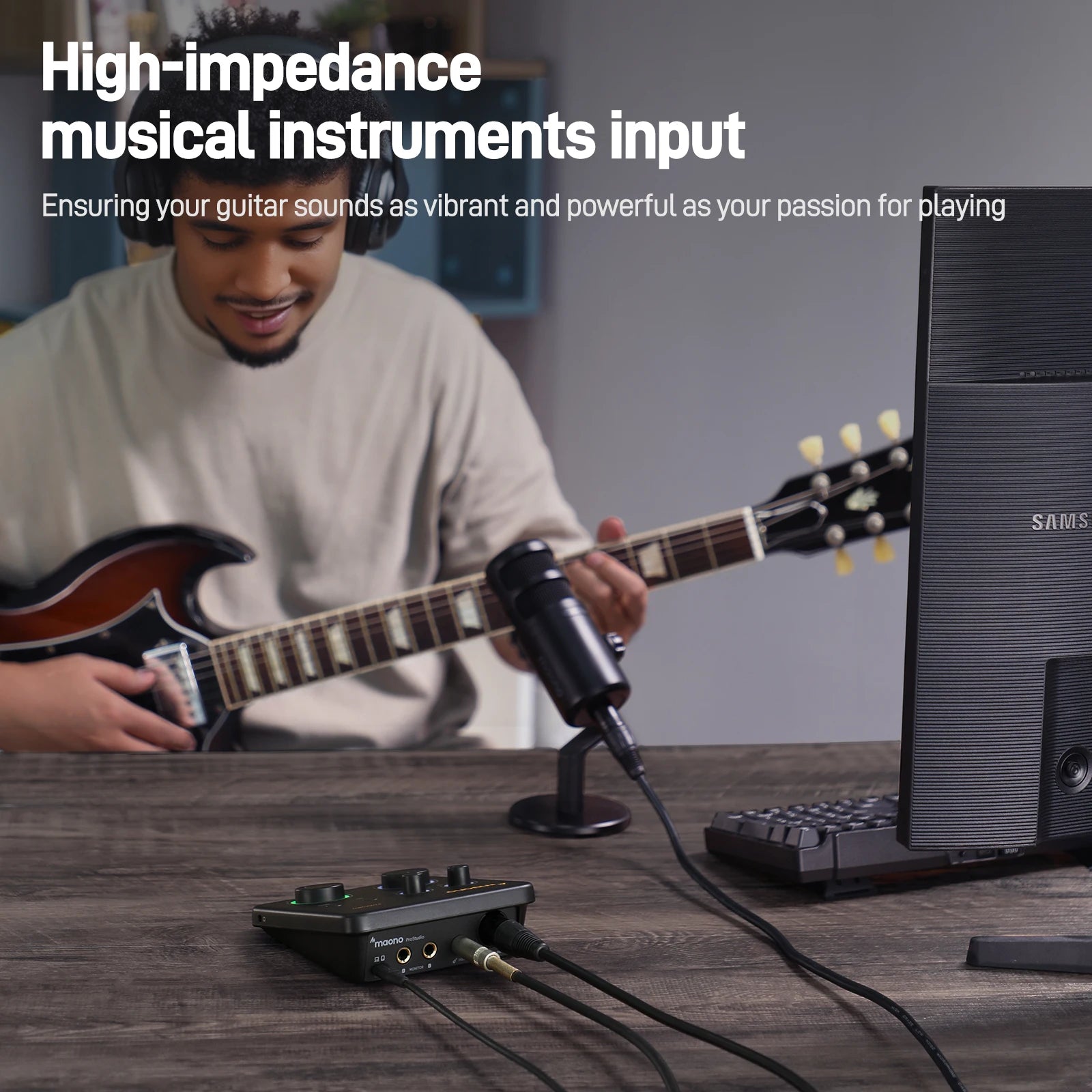 Maono PS22 Lite – USB avdio vmesnik 24-bit/192 kHz | XLR vhod, povratna zanka, podpora za ASIO, združljiv z DAW za glasbo, kitaro in snemanje