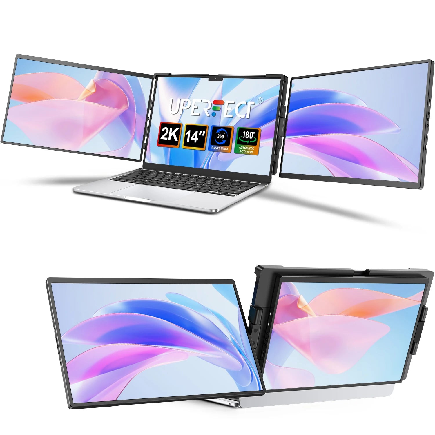 UPERFECT UStation Z 14 Triple Screen Laptop Monitor Extender - Portable Workstation for Dell, Mac, ASUS, HP, Plug & Play - Limetastore