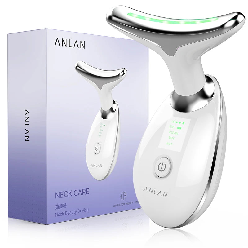ANLAN Neck & Face Beauty Device | EMS Lifting, 3‑Color Light, Double‑Chin Reduction