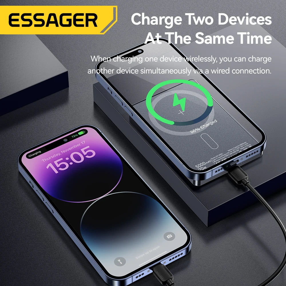 ESSAGER tanek magnetni brezžični Power Bank 20W 5000mAh MagSafe
