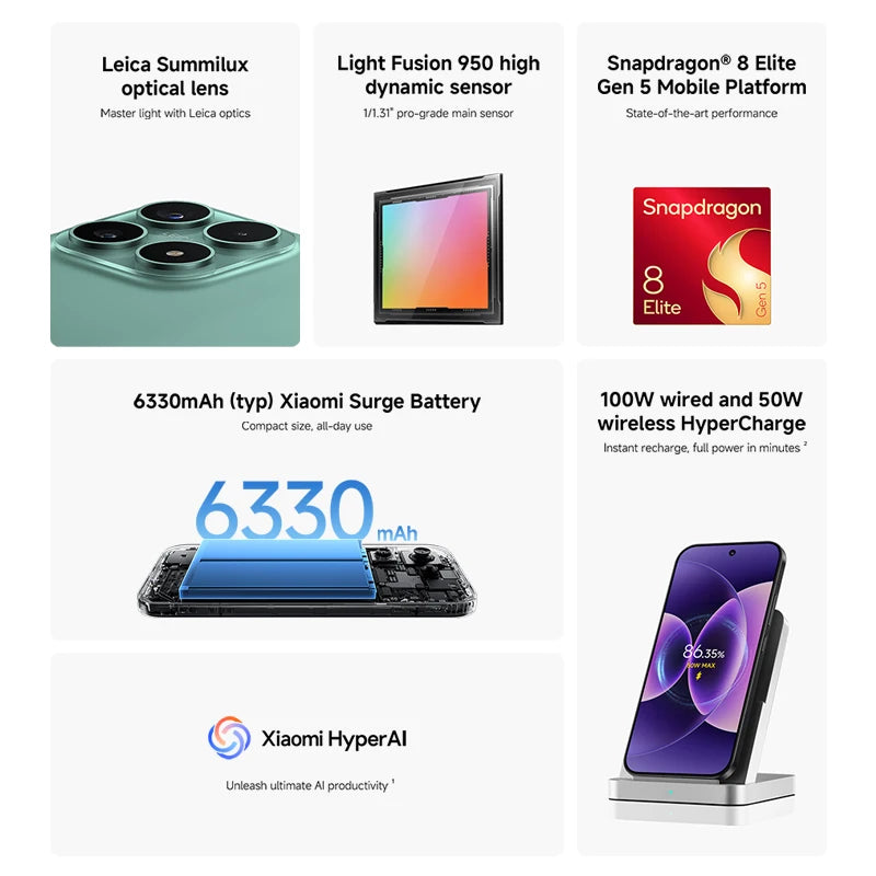 World Premiere Global Version Xiaomi 17 Smartphone 5G Snapdragon® 8 Elite Gen 5 CPU Leica Camera 6330mAh 100W HyperCharge 6.3" OLED Display - Limetastore