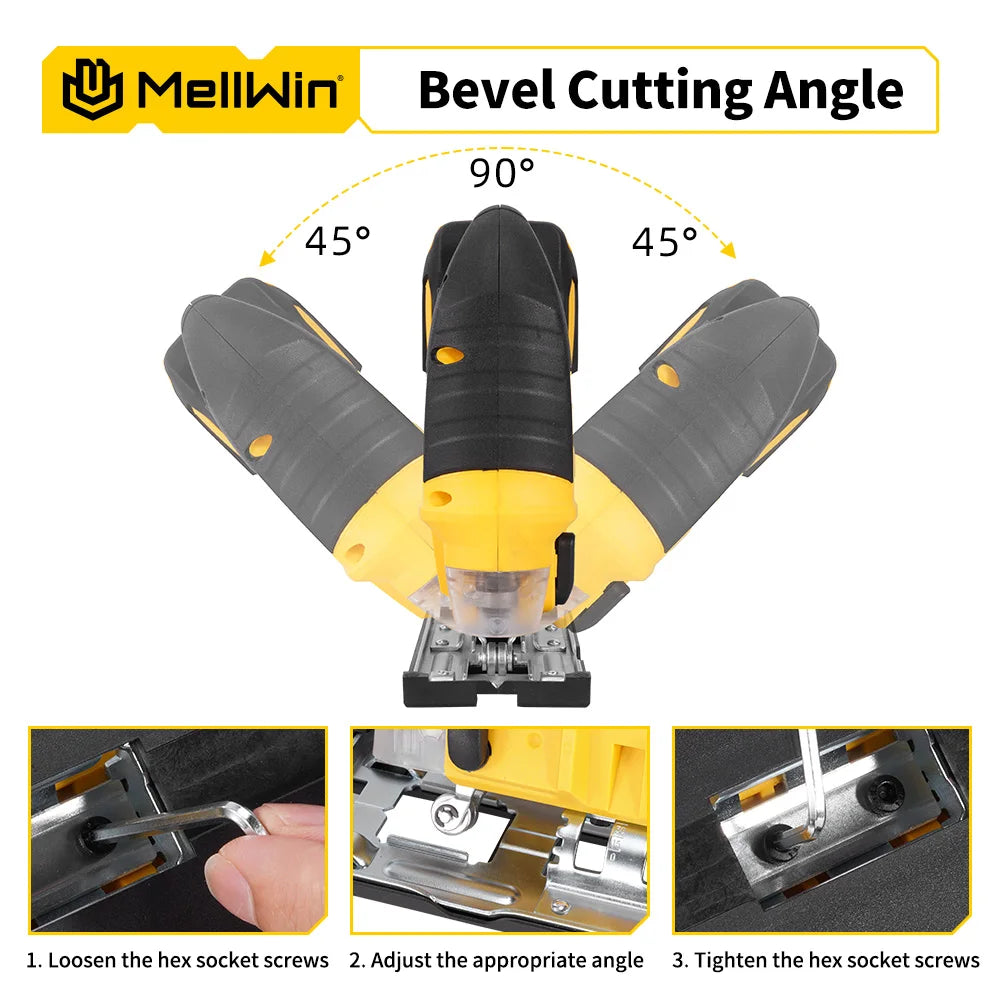 MELLWIN 3500RPM Cordless Electric JigSaw 31 Blade Wireless Curve Saw Multi-function Woodworking Tool For Makita 18V Battery Pin - Limetastore