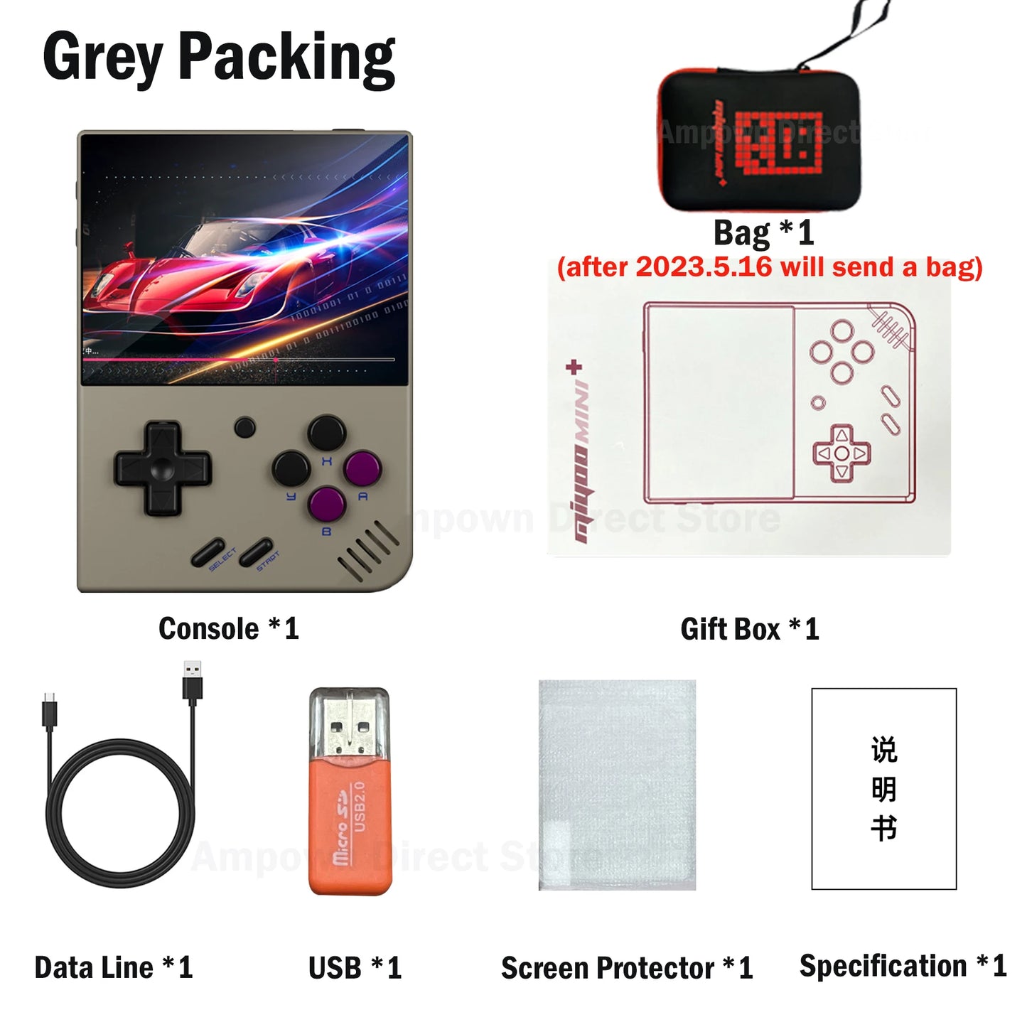 AMPOWN Miyoo Mini Plus Handheld Game Players 3.5'' IPS OCA Linux System Consoles Portable Retro Video Game Wireless Emulator - Limetastore