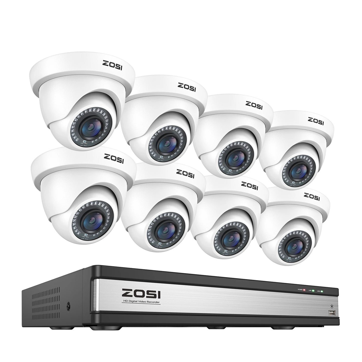 Žični varnostni sistem s kamerami ZOSI 16CH 1080p – DVR H.265+ z zaznavanjem ljudi in vozil