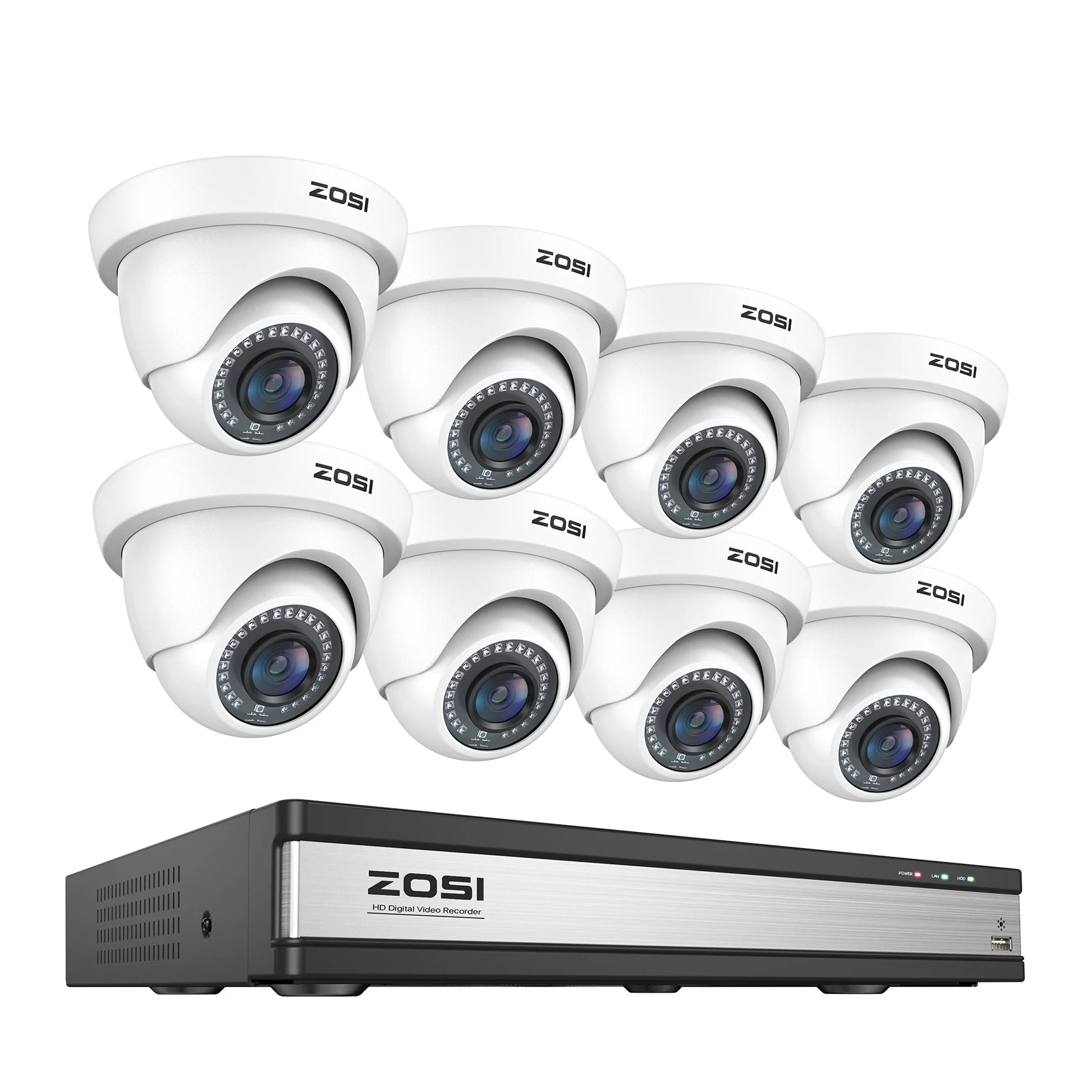 Žični varnostni sistem s kamerami ZOSI 16CH 1080p – DVR H.265+ z zaznavanjem ljudi in vozil