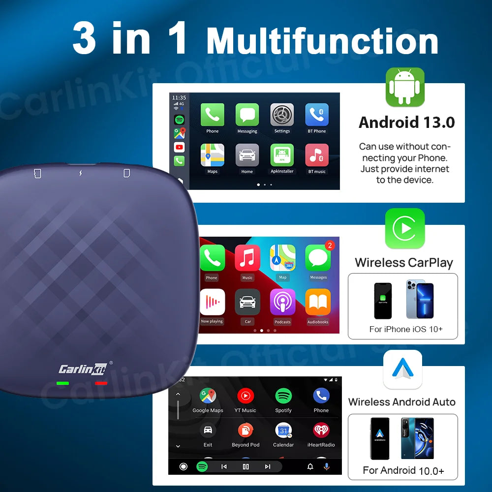 CarlinKit Tbox-Ultra Android 15 8+128GB Brezžični CarPlay AI Box