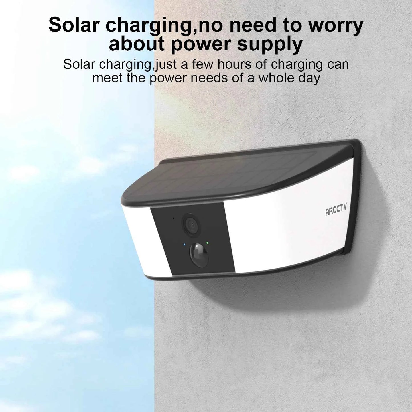 ARCCTV 4MP Solar WiFi Camera Security Outdoor Wireless Floodlight Camera Humanoid Detection Alarm Surveillance HD Two Way Audio - Limetastore