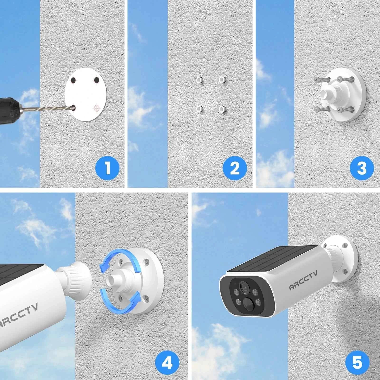 ARCCTV 2K Wireless Solar Camera Outdoor Surveillance Integrated Battery Wifi Camera Humanoid Detection Flash Alarm Night Vision - Limetastore