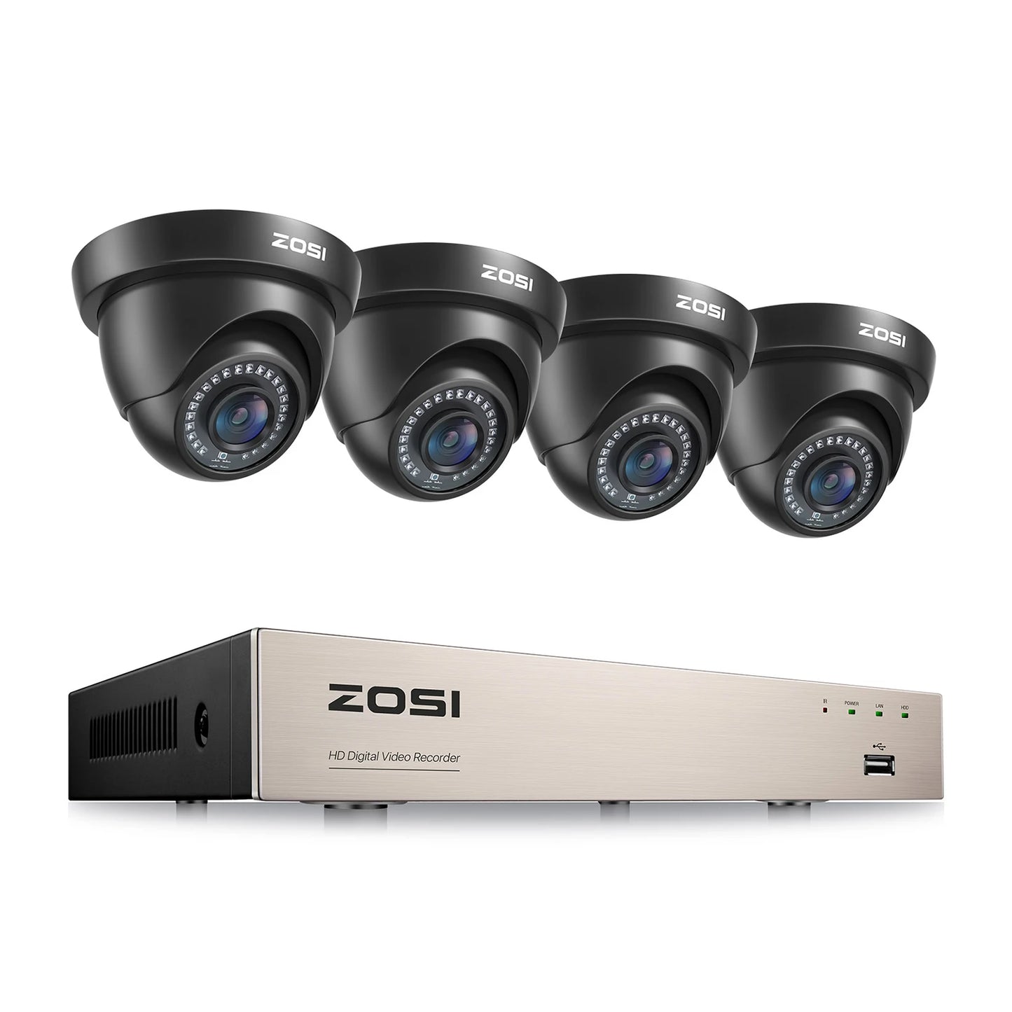 ZOSI 1080p 8-kanalni varnostni sistem CCTV za dom – H.265+ DVR z 2MP notranjimi/zunanji dome kamerami