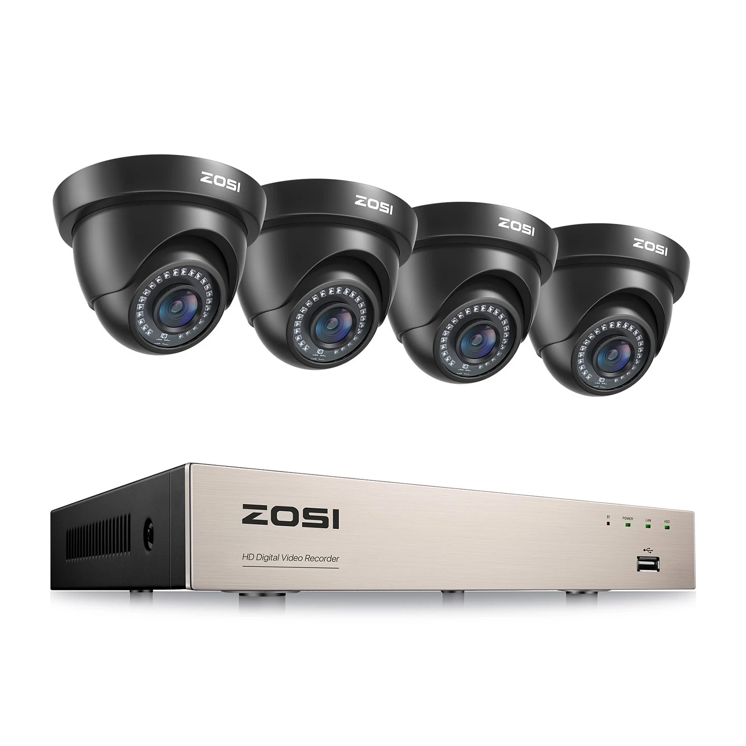 ZOSI 1080p 8-kanalni varnostni sistem CCTV za dom – H.265+ DVR z 2MP notranjimi/zunanji dome kamerami