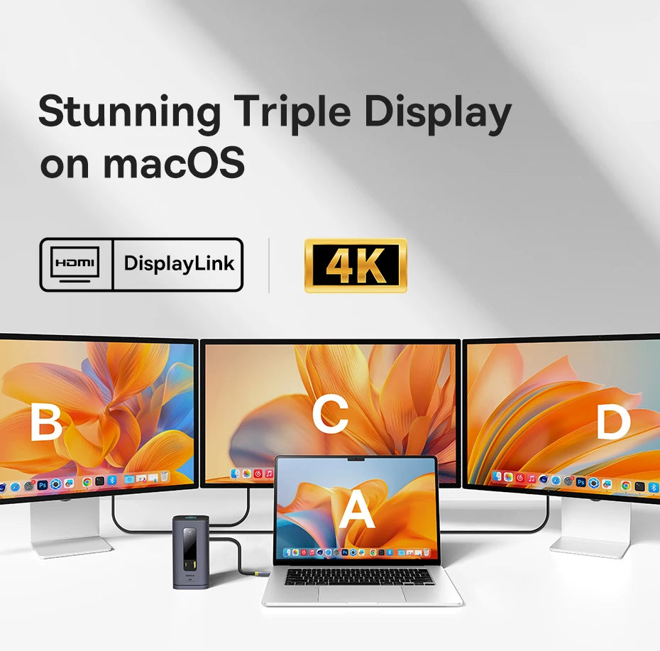 Baseus 11‑v‑1 zvezdišče USB‑C | DP 4K@60Hz, HDMI, trojni zaslon, RJ45, PD 100W, priklopna postaja USB 3.1