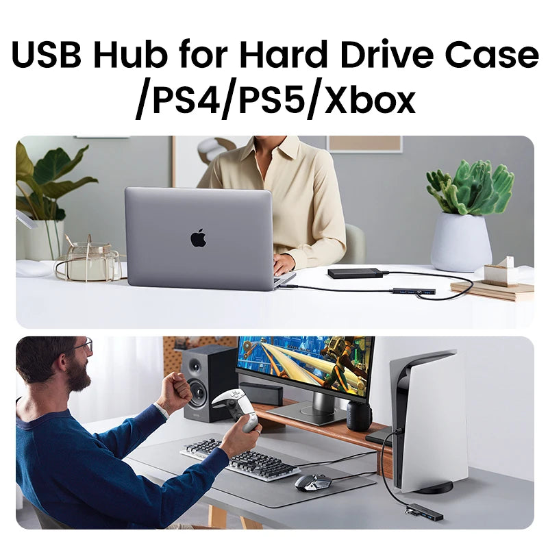 UGREEN 4‑Port USB 3.0 Hub Slim with 5Gbps Data Transfer – USB Expansion Splitter