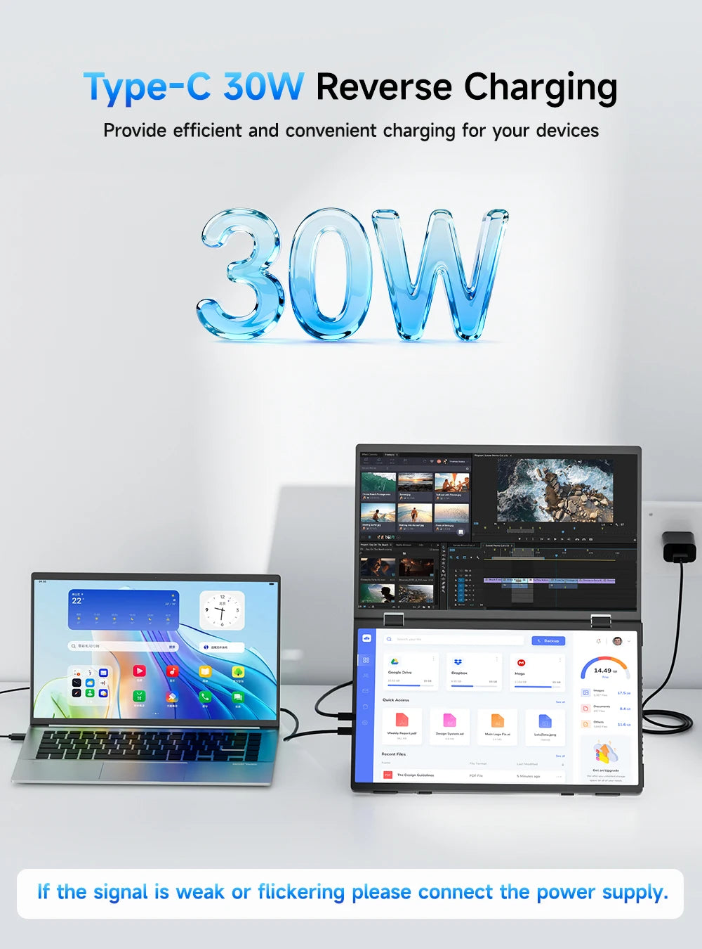EVICIV 15.6" Dual Portable Monitor 1080P FHD With 360° Flip External Computer Display For PC Laptop Mac Phone Xbox PS4/5 Switch - Limetastore