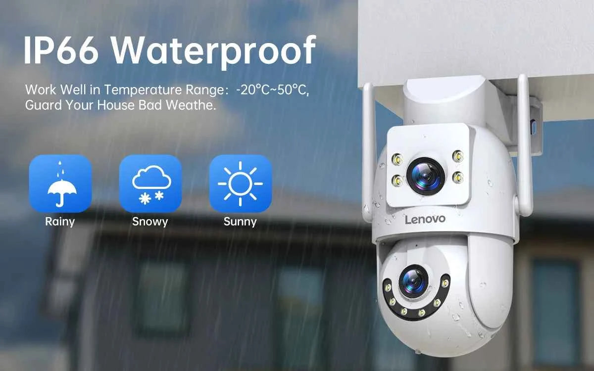 Lenovo WiFi PTZ Security Camera 8MP With Dual Screen Color Night Vision Outdoor Surveillance CCTV Camera Auto Tracking IP Camera - Limetastore