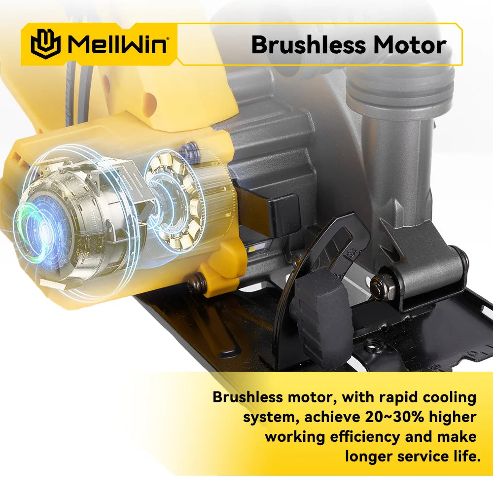 MELLWIN 150MM 6 Inch Brushless Circular Saw Handheld Multi-function Electric Saws Power Tool For Makita 18V Battery Pin - Limetastore