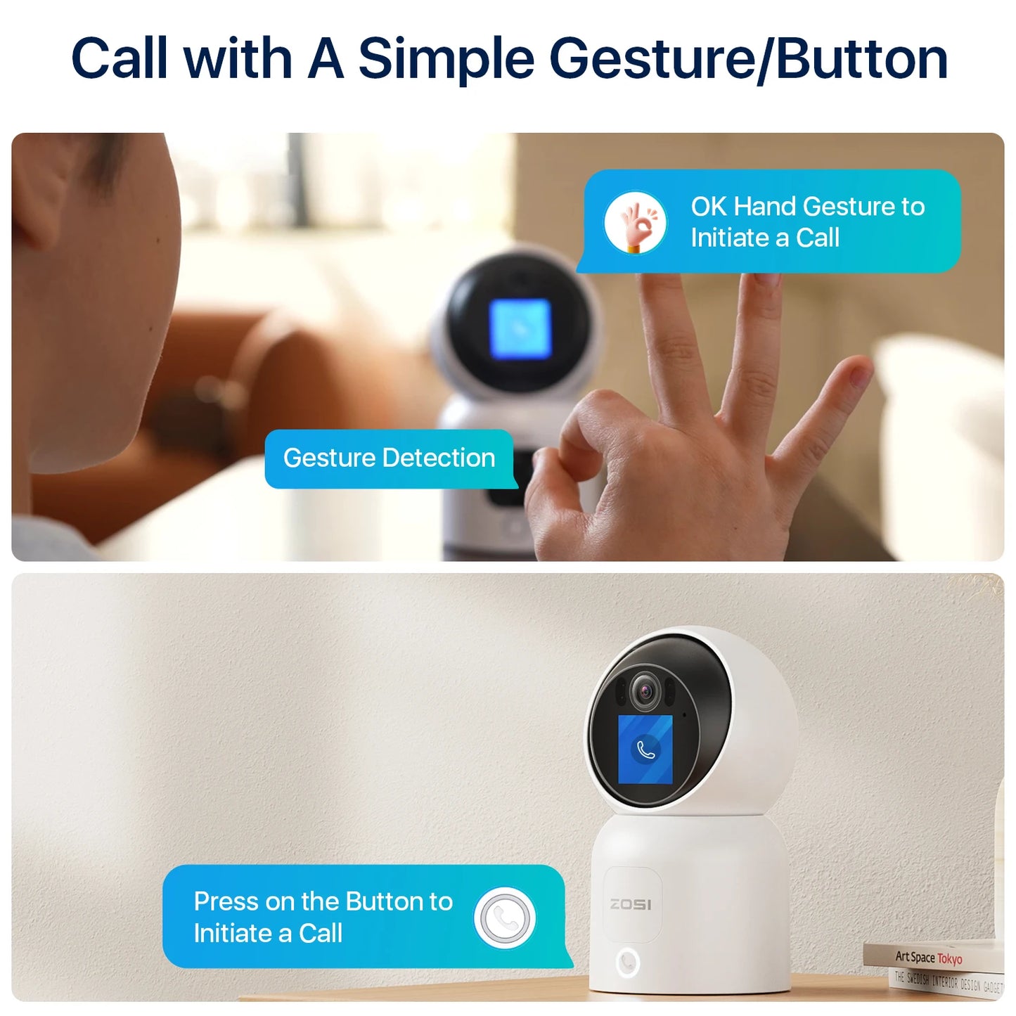 ZOSI C519M 4MP/5MP/4K WiFi Security Camera – 2.4/5GHz Indoor Home Cam with 360° View