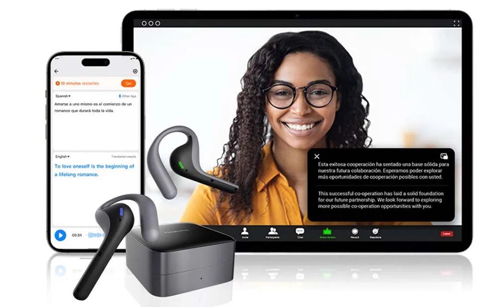 Brezžične slušalke Timekettle W4 Pro AI Translator, dvosmerni prevajalnik za 40 jezikov