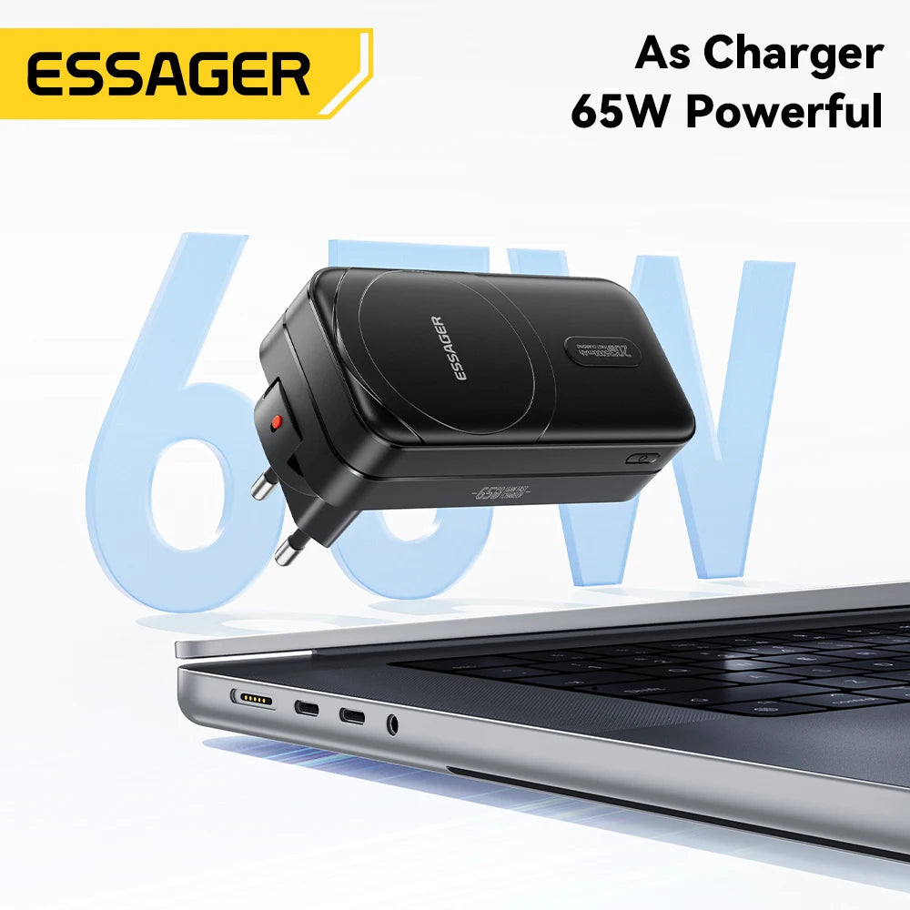 ESSAGER 3-v-1 magnetna 65W GaN polnilna baterija 5000 mAh