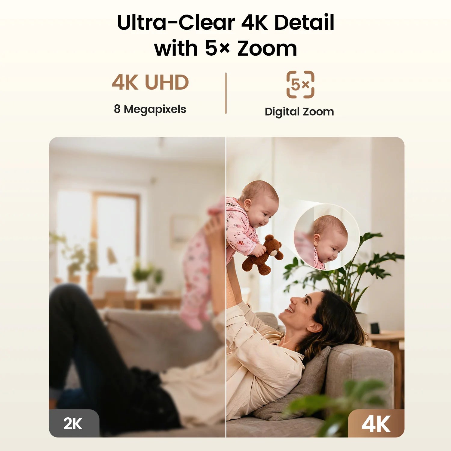 ZOSI C518 2K/4K Indoor Pan‑Tilt Smart WiFi Camera – 360° Baby & Pet Monitor with AI Human Tracking