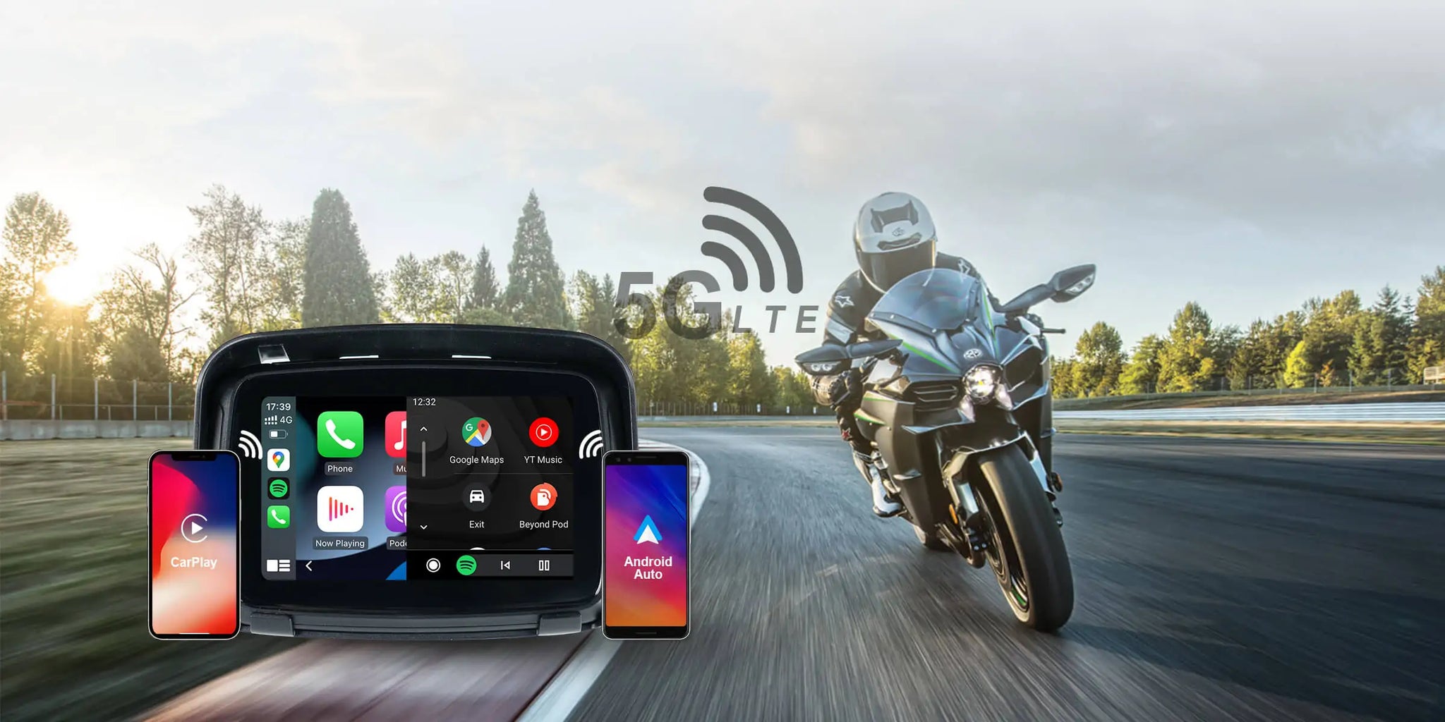 Lite C5 SE Motociklistični zaslon CarPlay Android Auto vodoodporen