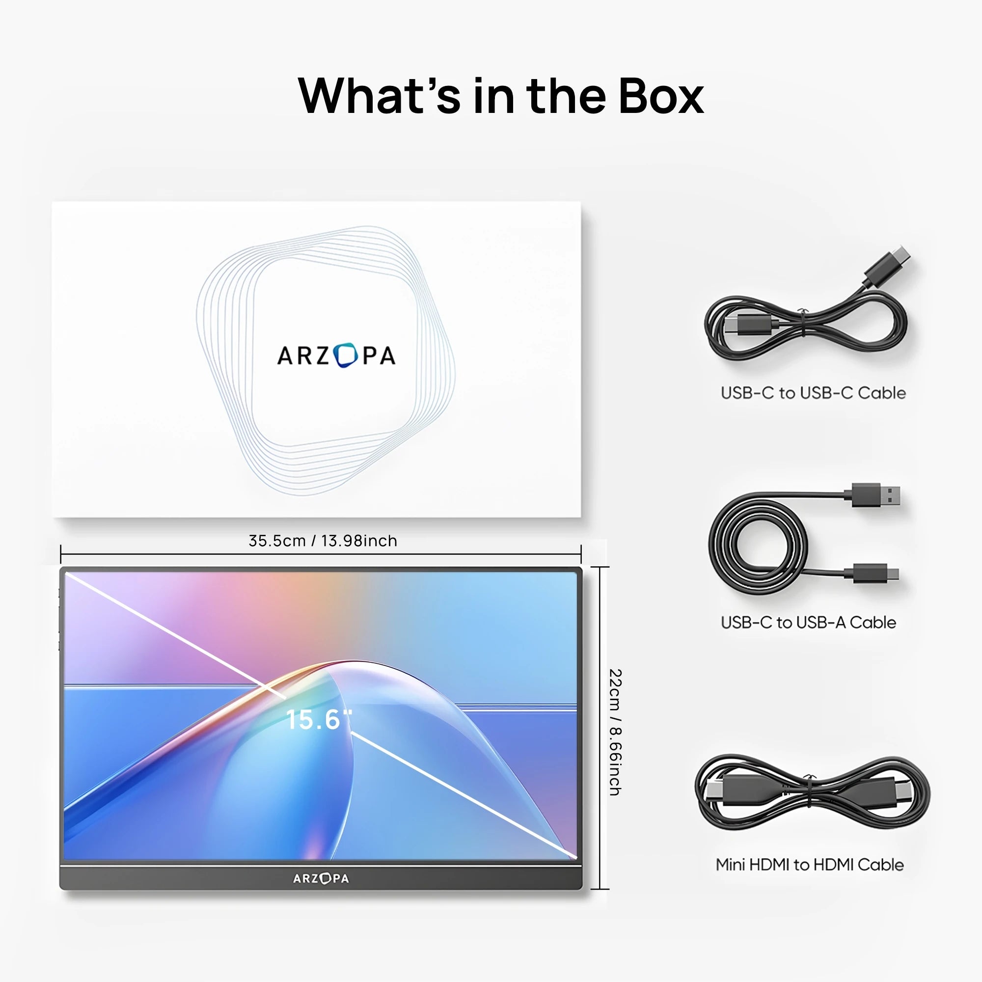 ARZOPA A1 15,6" prenosni monitor | 1080P FHD, IPS, lahek, USB-C in HDMI