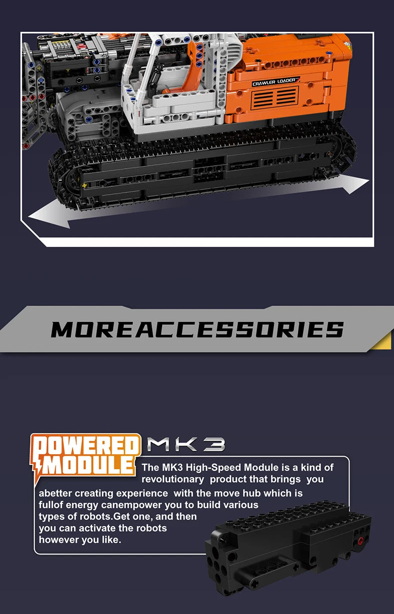 Mould King 17054 Motorized Gopher Loader Building Set | RC Technical Compact Track Loader Model - Limetastore