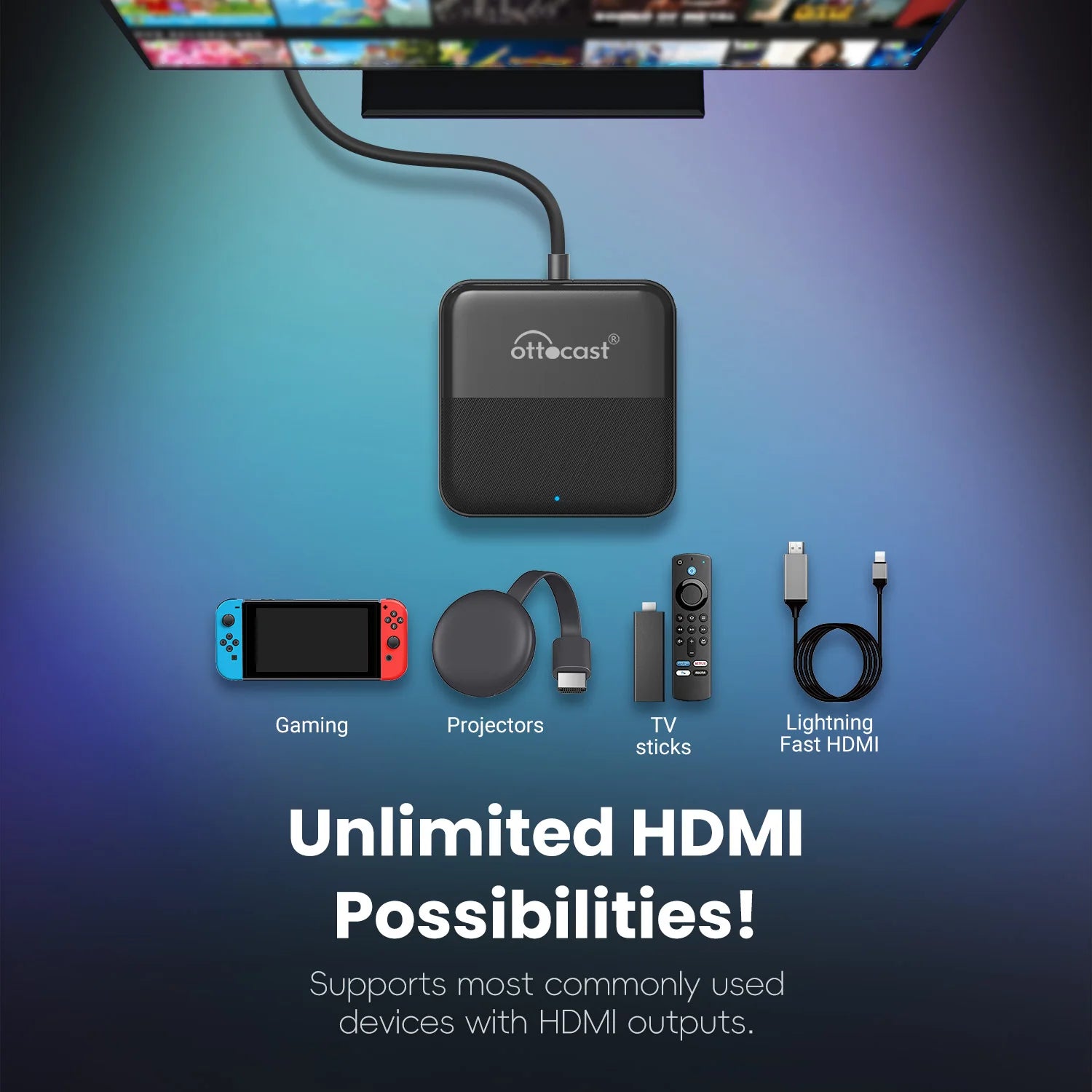 OTTOCAST Express Car TV Mate brezžični CarPlay HDMI adapter