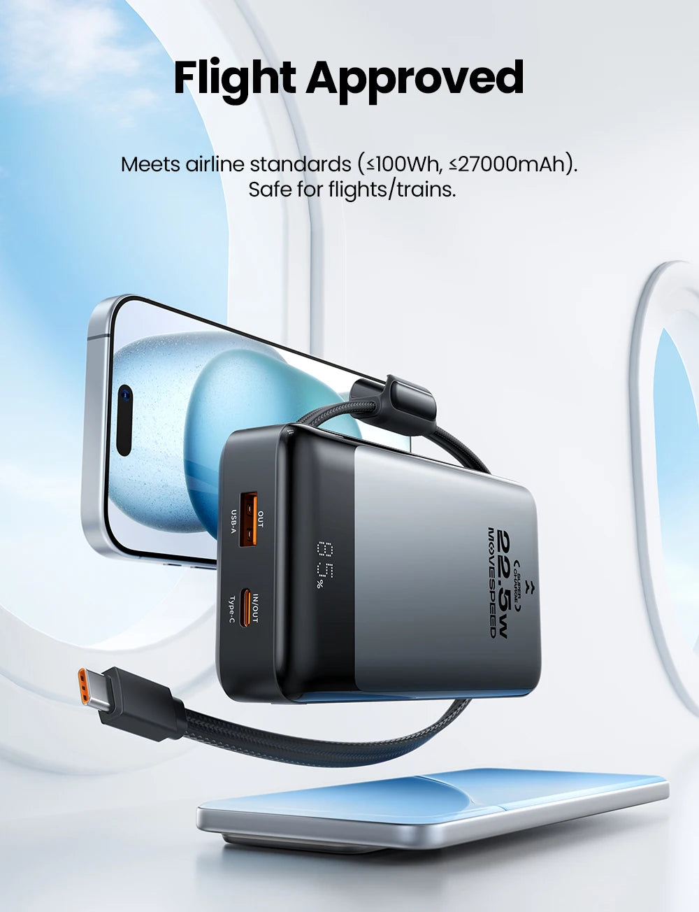 MOVESPEED MSP17 prenosna baterija (power bank) 10000mAh 2-v-1 z zložljivim EU vtičem