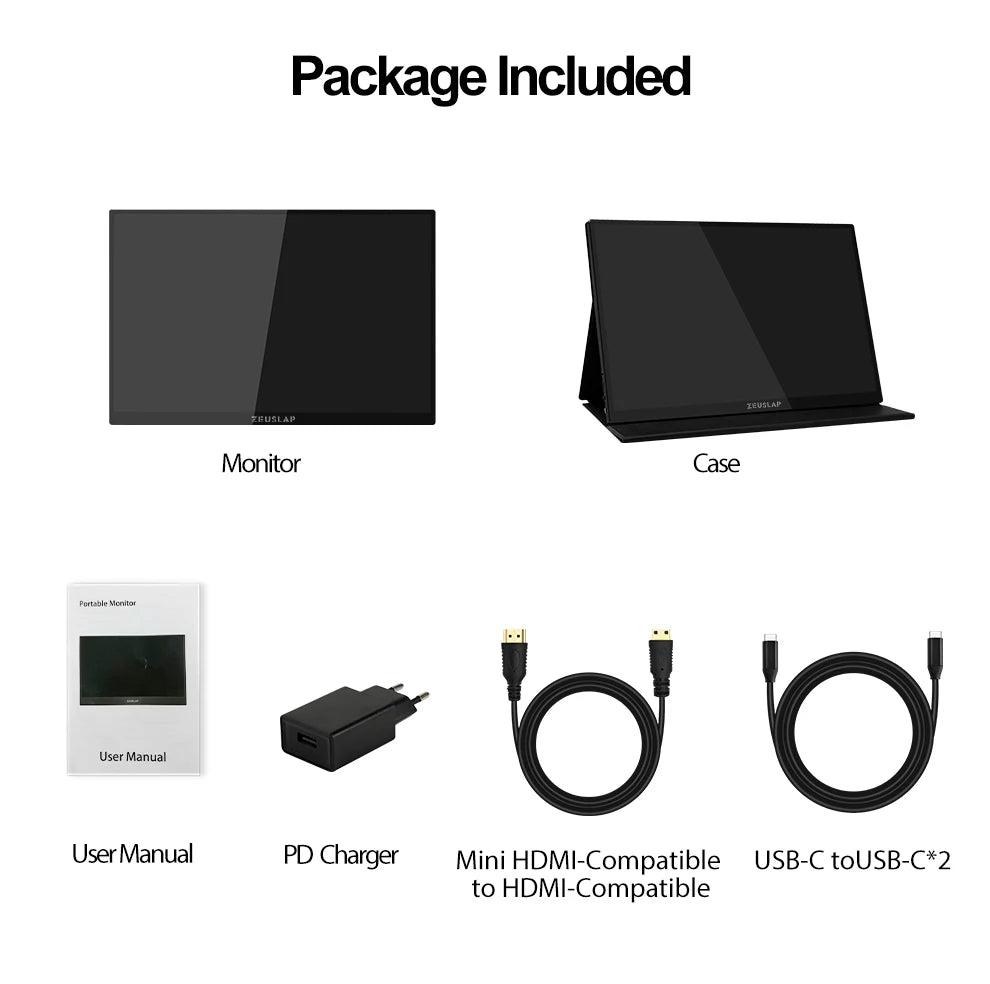 ZEUSLAP 16" 2.5K 144Hz Touch Portable Monitor | 2560×1600, 100% sRGB, 500 nits