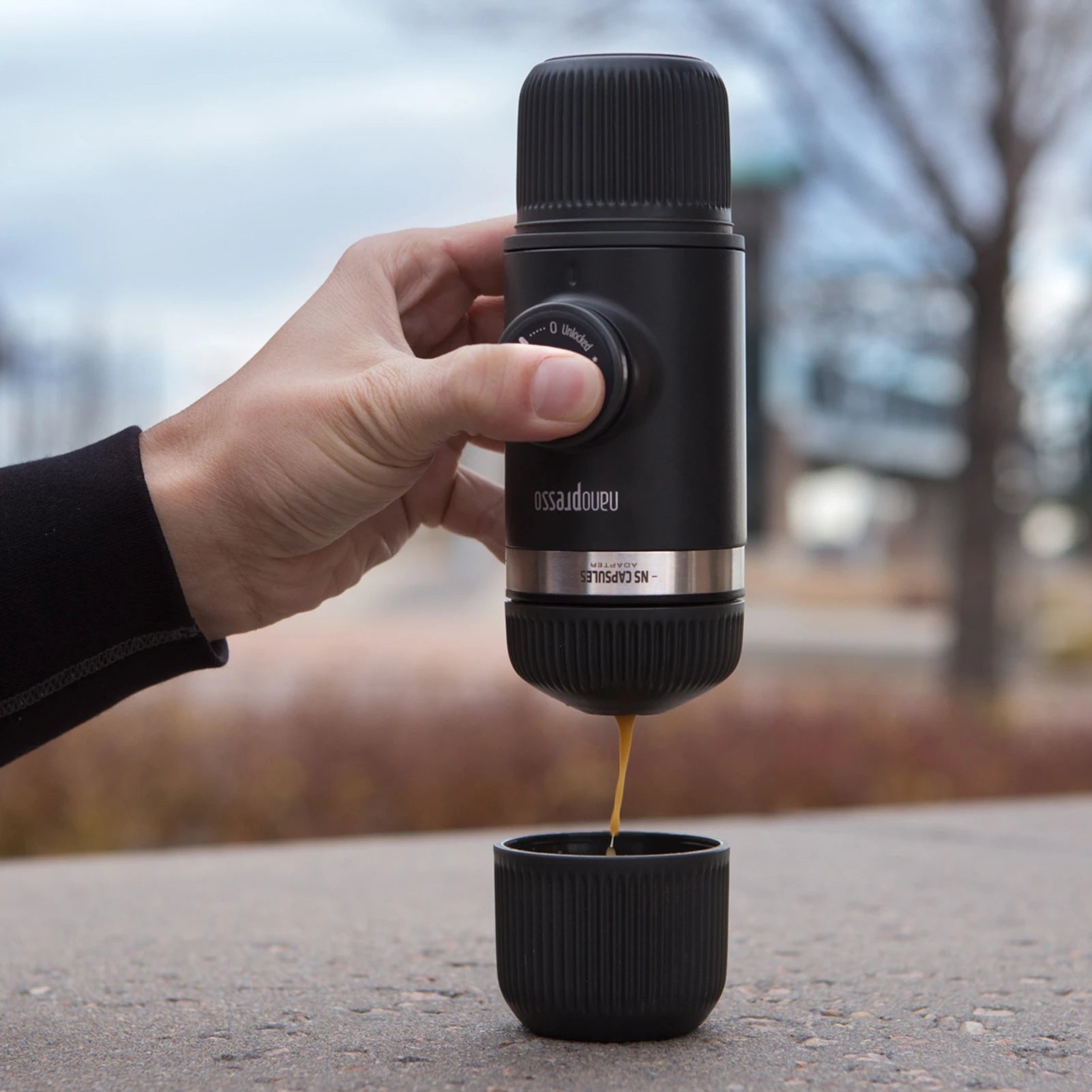 Wacaco Nanopresso Portable Espresso Machine with NS Adapter Bundle – 18 Bar High-Pressure Hand Pump Brewer