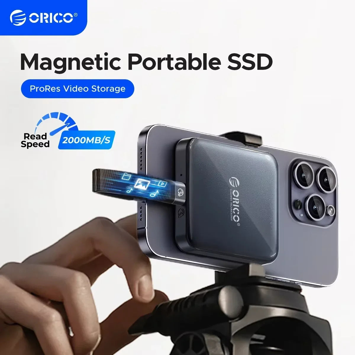 ORICO magnetni prenosni SSD USB3.2 20Gbps podpira snemanje videoposnetkov 4K ProRes za zunanji SSD disk serije iPhone 15 Pro