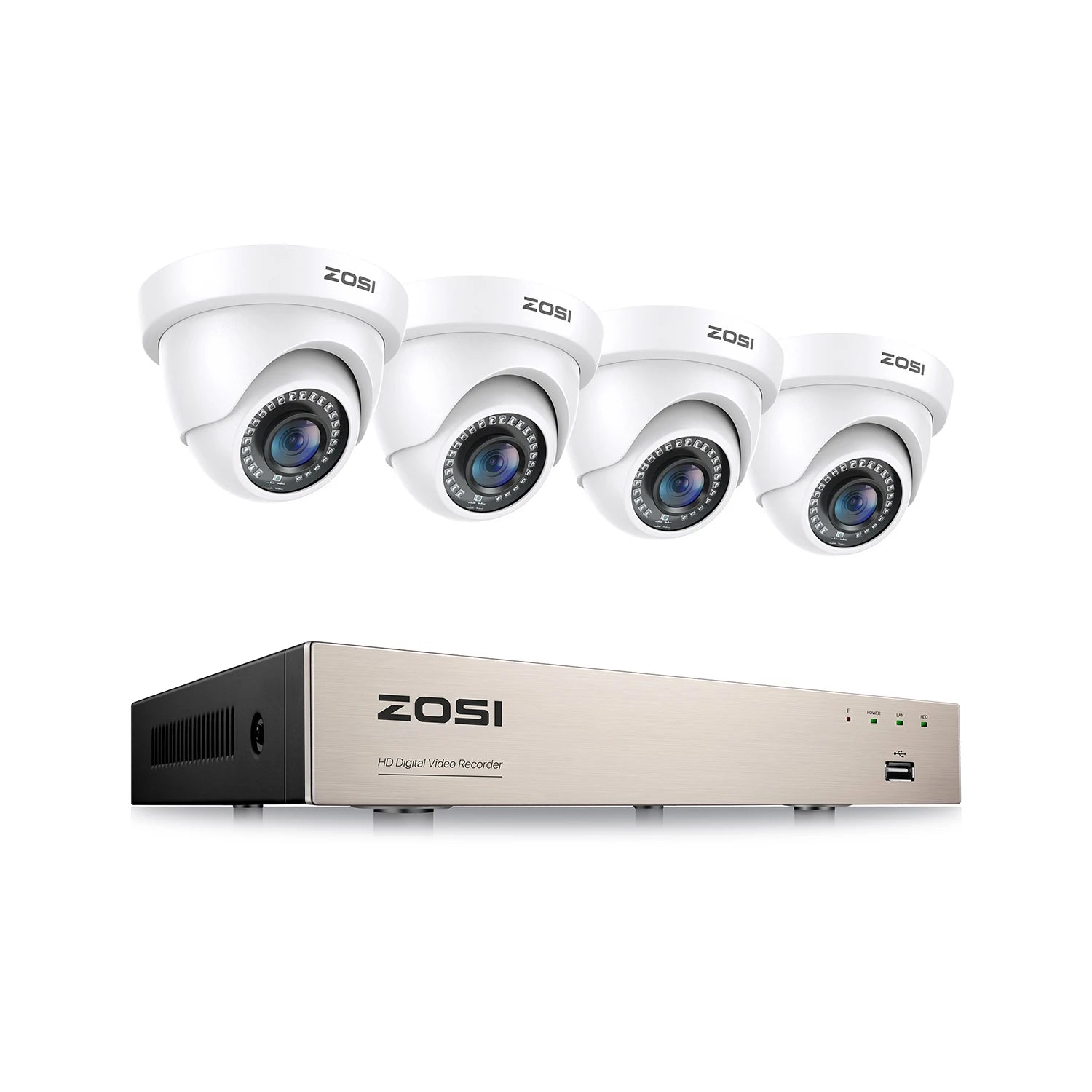 ZOSI 8-kanalni 1080P žični varnostni sistem kamer – H.265+ 5MP Lite DVR snemalnik z 2MP notranjo/zunanjostjo