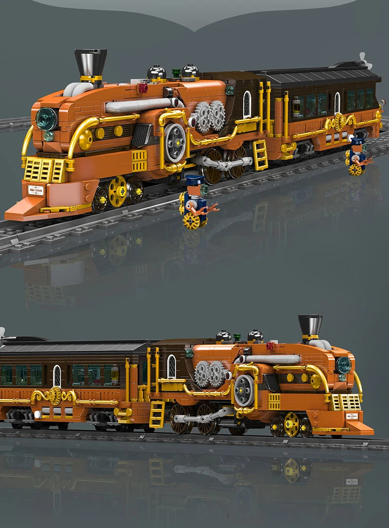 Mould King 12045 Motorized Steampunk Train | RC Technical Locomotive Building Blocks with Tracks - Limetastore