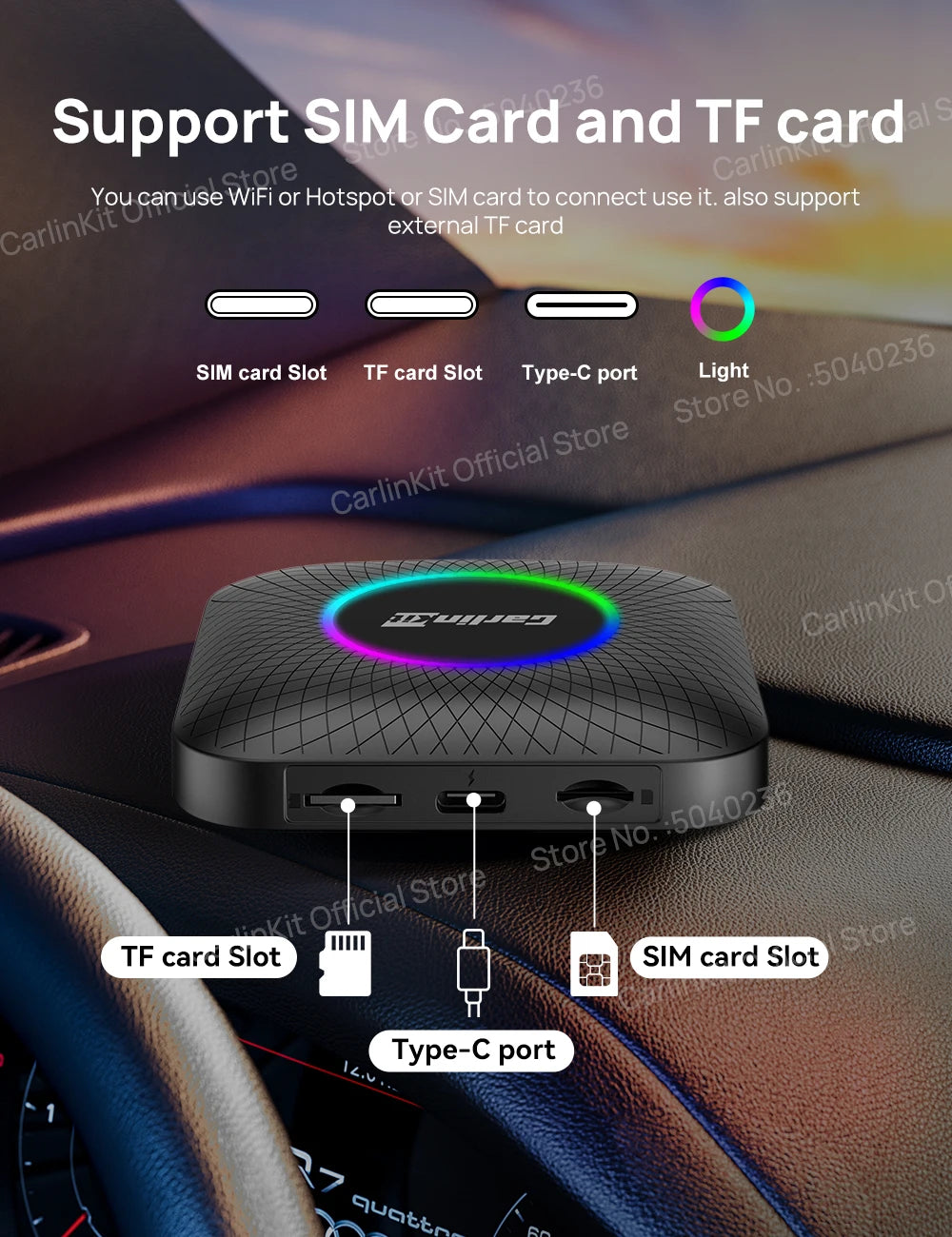 CarlinKit Android 13 LED/PLUS 8+128GB Wireless CarPlay AI Box