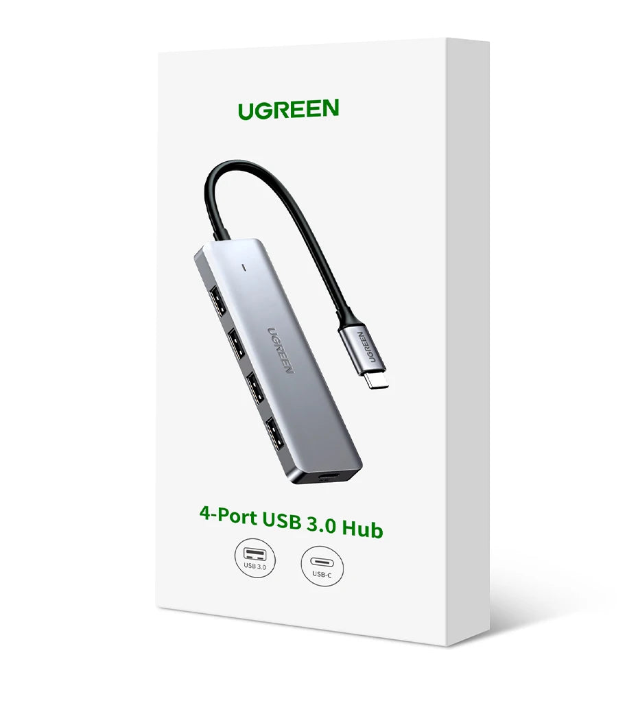 UGREEN USB‑C v USB 3.0 zvezdišče | 4-vratni visokohitrostni razdelilnik za MacBook, iPad in Samsung