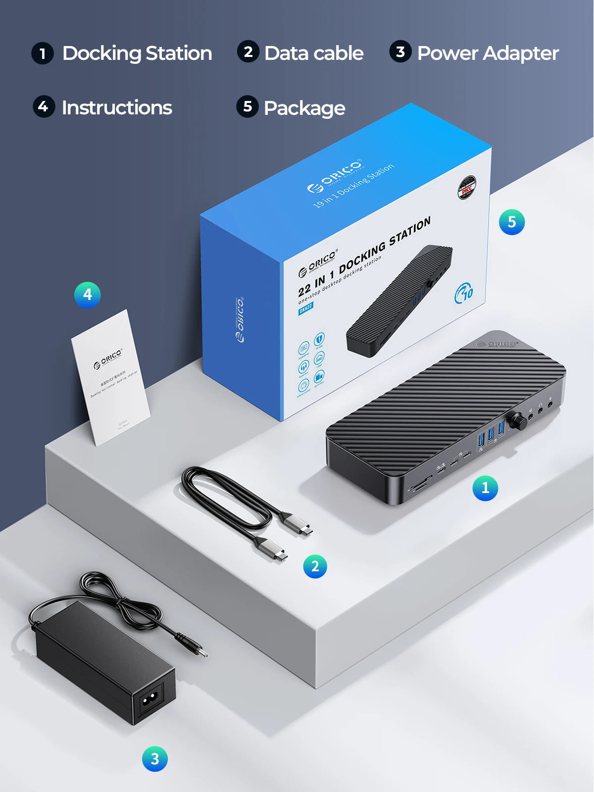 ORICO USB C priklopna postaja Type C na 8K30Hz DP HDMI-Com 5 različnih zaslonov RJ45 PD 22 v 1 Več avdio 10Gbps HUB za namizne računalnike