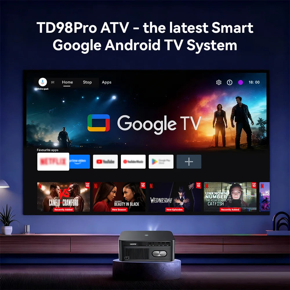 ThundeaL TD93 Pro pametni mini projektor – izvirna ločljivost 1080P Full HD, podpora za 4K,