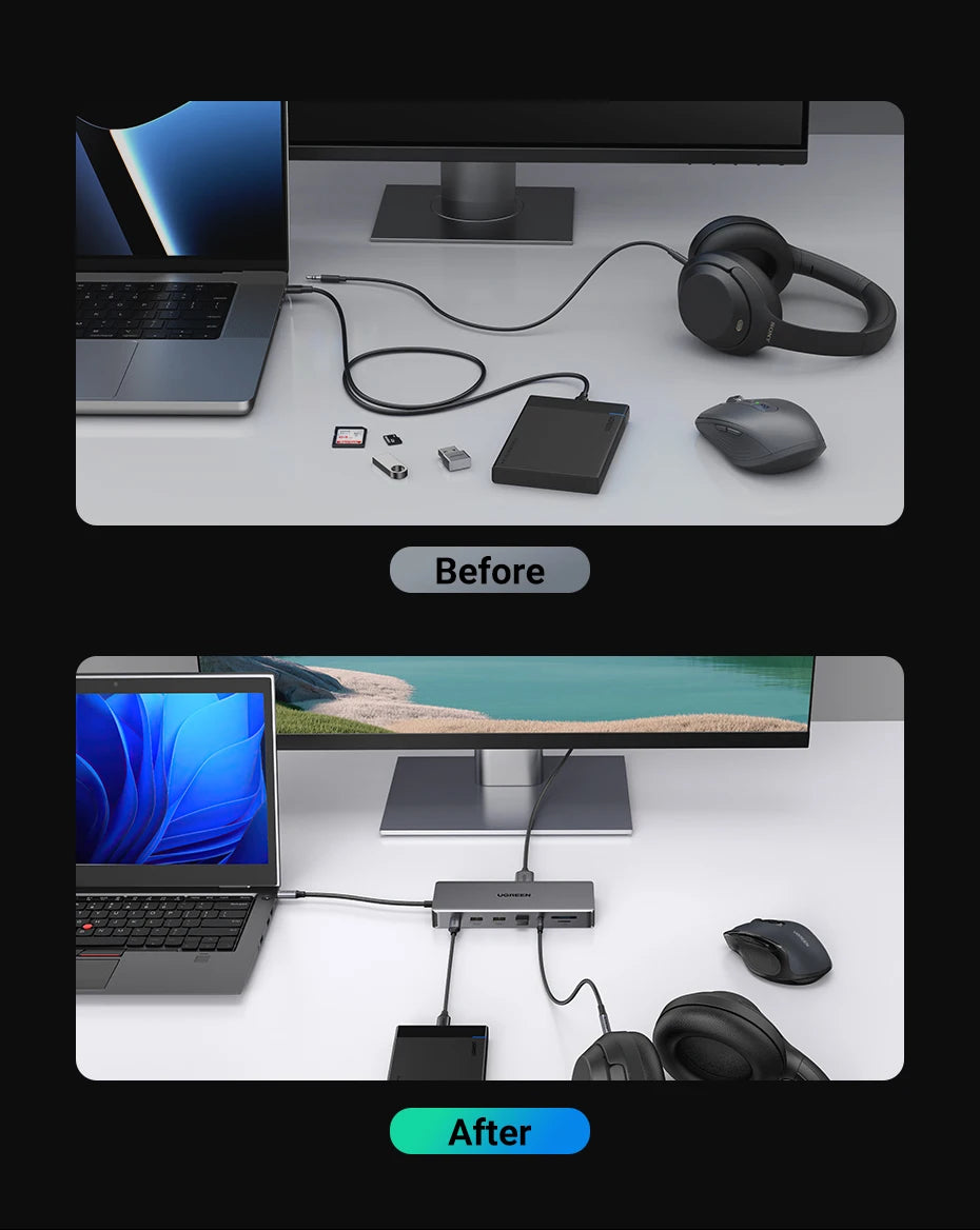 UGREEN 13‑in‑1 USB‑C Hub with Triple Display (Dual HDMI 4K60Hz + DP 4K60Hz), 10Gbps USB 3.2
