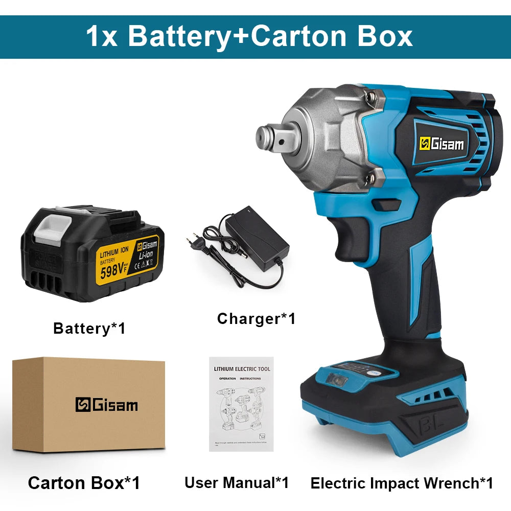 Gisam 1200N.m brezkrtačni udarni vijačnik 1/2" za Makita 18V