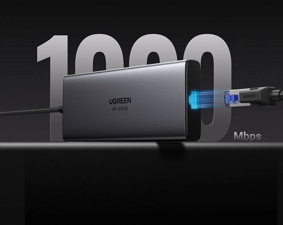 UGREEN 9-v-1 USB-C Hub s 4K60Hz HDMI, 10Gbps USB-vrati, gigabitnim Ethernetom, PD100W