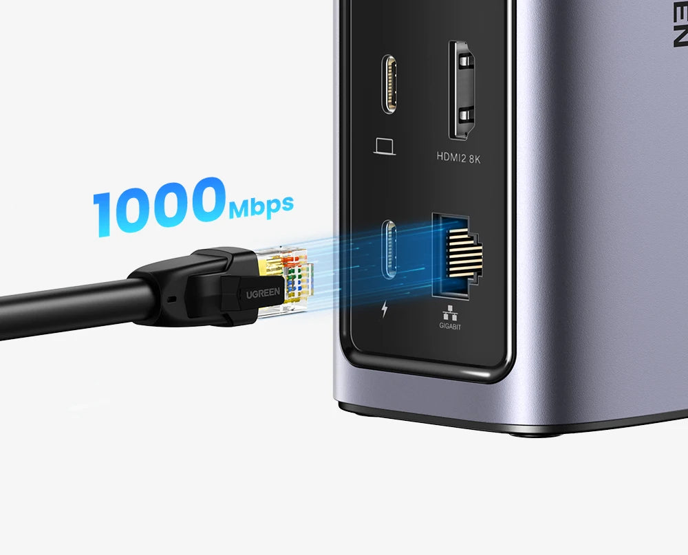 UGREEN 12-v-1 priklopna postaja USB-C z 8K HDMI, 4K60Hz DisplayPort, trojnim zaslonom