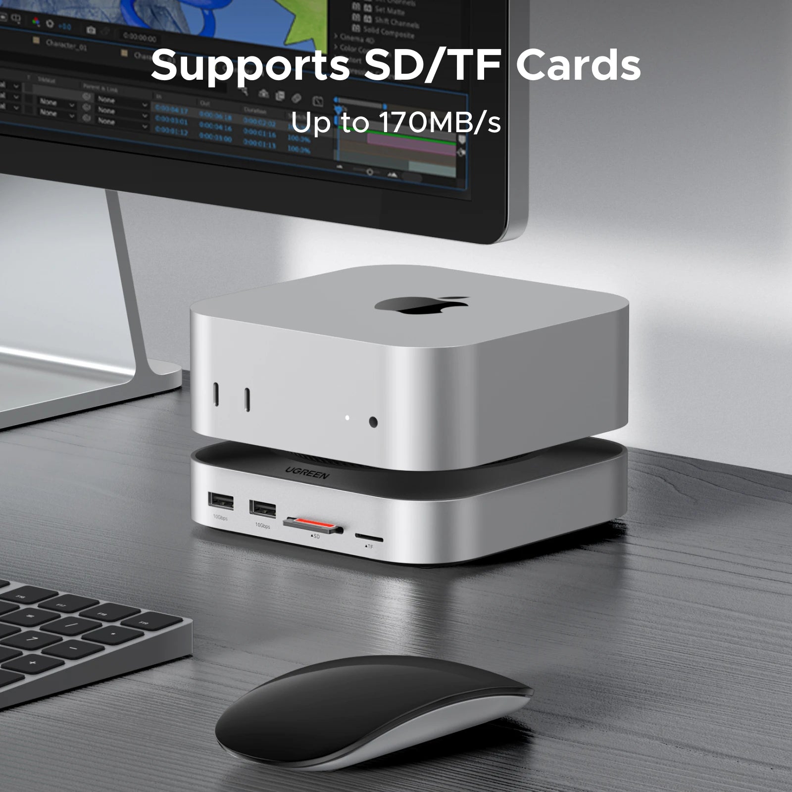 UGREEN USB-C priklopna postaja za Mac Mini M4/M4 Pro z ohišjem za SSD M.2 NVMe